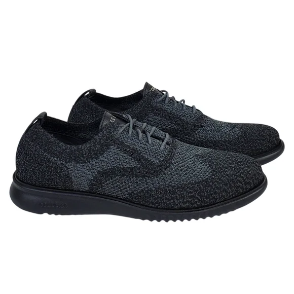 New Cole Haan 2 zerogrand stitchlite oxfords sneakers black knit stretch comfort